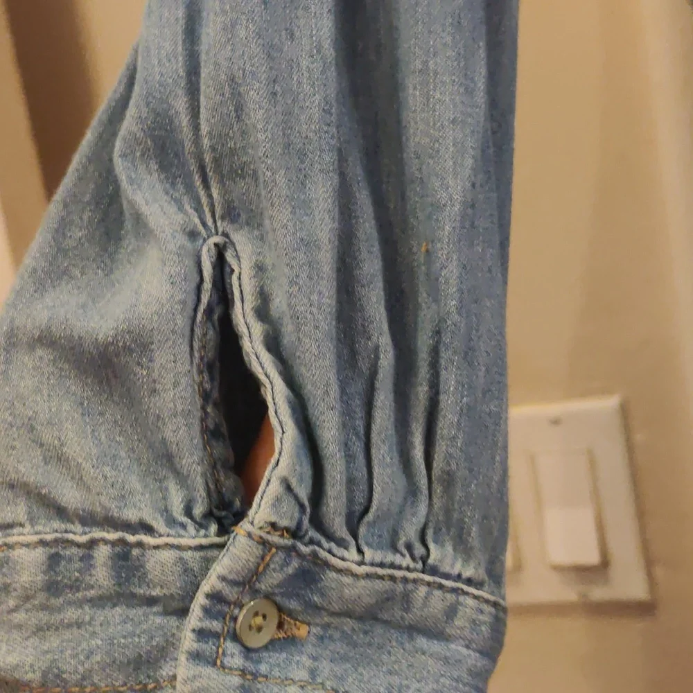 GAP Denim Girls Button-Up Shirt Blue XXL Long Sleeve Patch Chest PocketsEUC